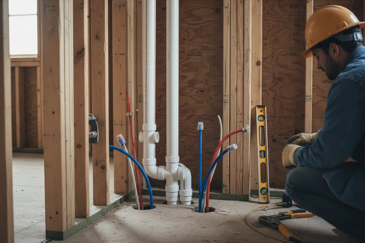 Drain and supply rough-in during Leak Detection in Lucedale
